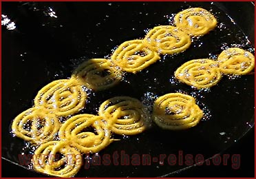 Preparing 'Jalebee' (Popular sweet) of Rajasthan