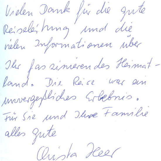 Information durch unseren Reiseleiter - Kommentar von Frau Heer, Deutschland